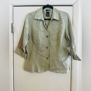 East 5th Linen Minimalist Edwardian 20s Shell Button Down Blouse L